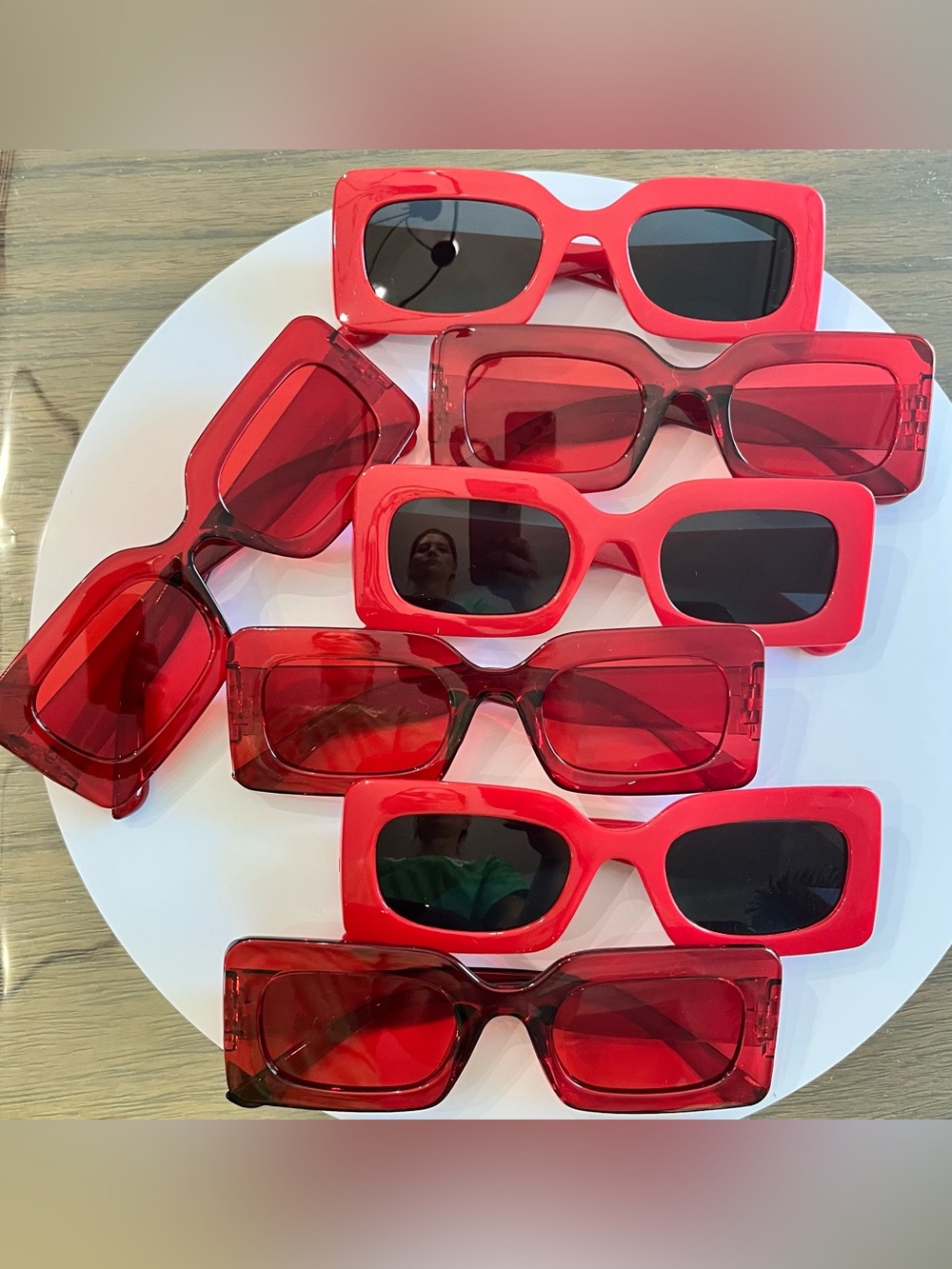 Set of 7 Red Rectangle Sunglasses
